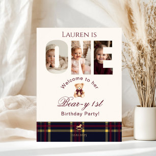 Póster Bienvenida a los primeros cumpleaños de Teddy Bear