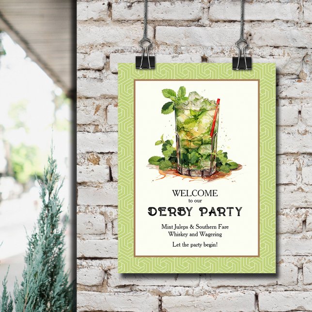 Póster Bienvenida a Mint Julep Derby (Mint Julep Derby Welcome Poster)