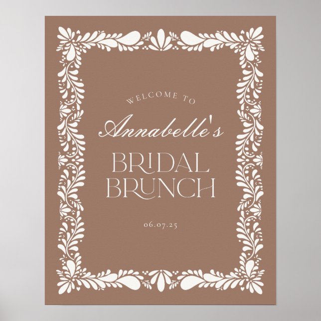 Póster Bienvenida a Mocha Brown Talavera Fiesta Brunch Br (Frente)