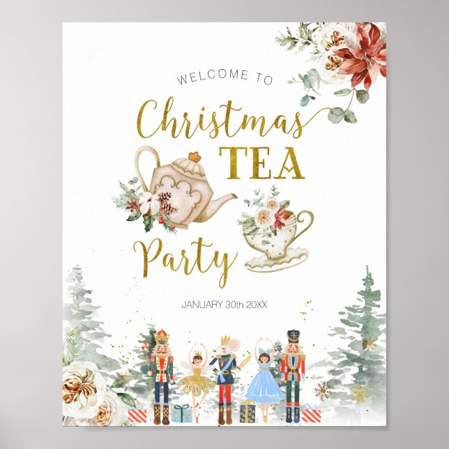Póster Bienvenida a navidades Nutcracker Bridal Shower Te (Frente)