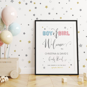 Póster Bienvenida a niño o Chica a Fiesta de Revelación N