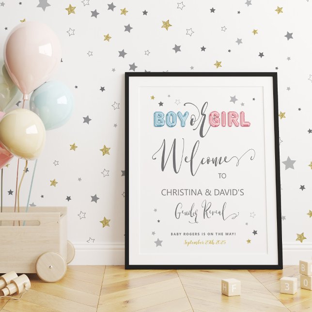 Póster Bienvenida a niño o Chica a Fiesta de Revelación N (Subido por el creador)