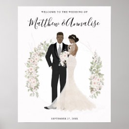 Póster Bienvenida a novia afroamericana y Boda Groom