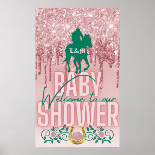Póster Bienvenida a nuestra Fiesta de Bebé   Rosa elegant
