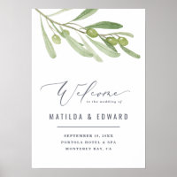 Bienvenida a nuestro boda con una rama de olivo ac