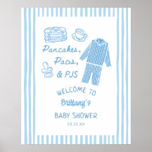 Bienvenida a Pancakes, Pacis y PJs Baby Shower de