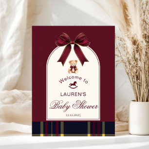 Póster Bienvenida a Polo Teddy Bear Wee rojo Bow Preppy