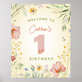 Póster Bienvenida a primer Fiesta de cumpleaños del Chica