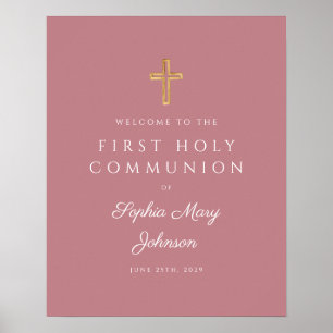 Póster Bienvenida a primera comunión de Chicas religiosos
