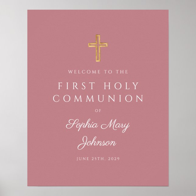 Póster Bienvenida a primera comunión de Chicas religiosos (Frente)