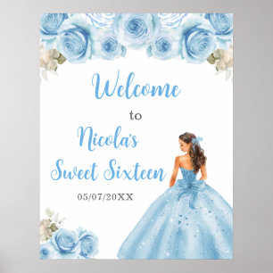 Póster Bienvenida a Princesa con vestido azul