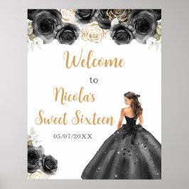 Póster Bienvenida a Princesa con vestido negro