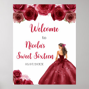 Póster Bienvenida a Princesa con vestido rojo y dulce die
