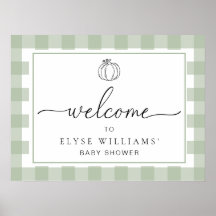 Bienvenida a Pumpkin Sage Green Gingham