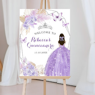 Póster Bienvenida a Quinceañera, Mariposa Púrpura de Plat