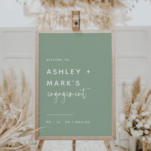 Póster Bienvenida a Sage Green Elegant Calligraphy Engage