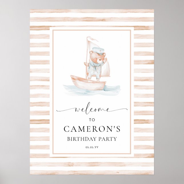 Póster Bienvenida a Sailor Bear Tan Stripe (Frente)