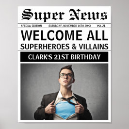 Póster Bienvenida a Superhéroes o Fiesta de Cumpleaños de