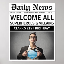 Póster Bienvenida a Superhéroes y Fiesta de Cumpleaños de