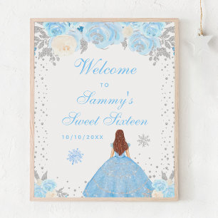 Póster Bienvenida a Sweet Sixteen Chica de Cabello Marrón