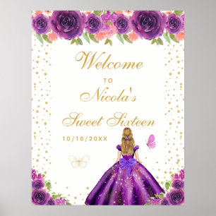 Póster Bienvenida a Sweet Sixteen Chica de Cabello Rubio
