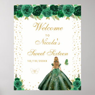 Póster Bienvenida a Sweet Sixteen Chica de Cabello Rubio 