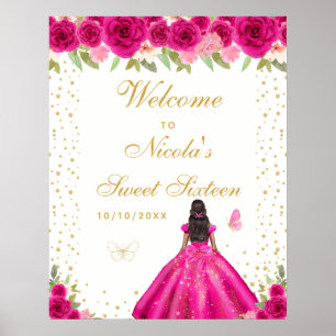 Póster Bienvenida a Sweet Sixteen Chica de Piel Oscura Ro