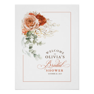 Póster Bienvenida a Terracotta Earthy Boho Bridal Shower