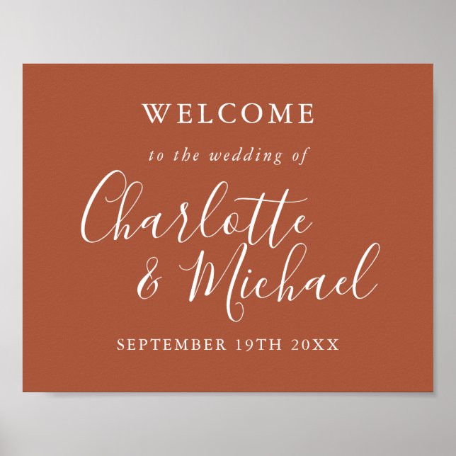 Póster Bienvenida a Terracotta Signature Script Boda (Frente)