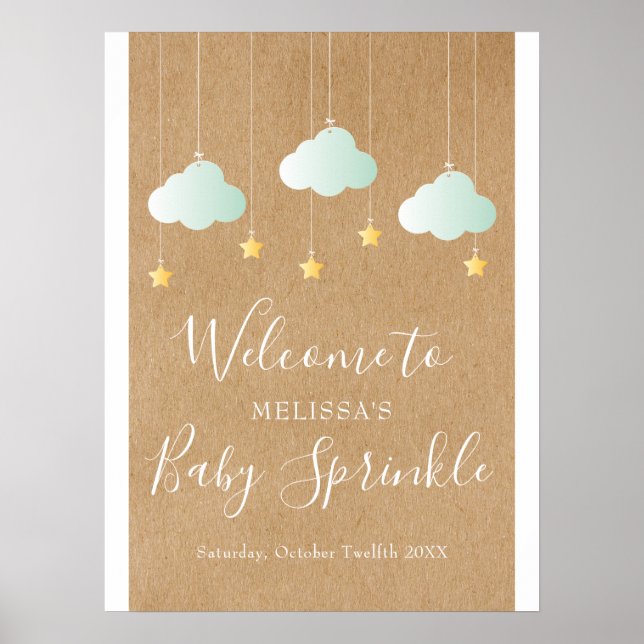 Póster Bienvenida a Twinkle Sprinkle Baby Shower / Sprink (Frente)