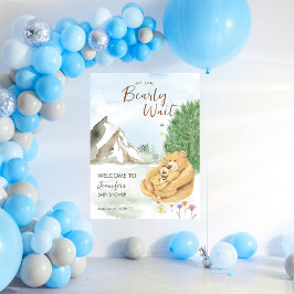 Póster Bienvenida a un bebé gentil Beige Woodland