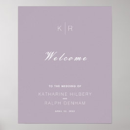 Póster Bienvenida a un Boda de Lilac Dusty Moderno Simple