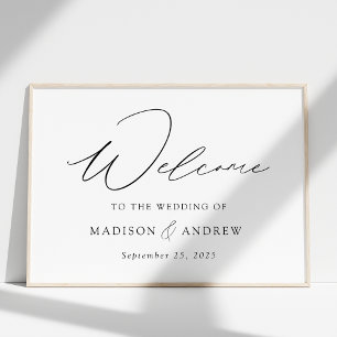 Póster Bienvenida a un Boda elegante y moderno de escritu
