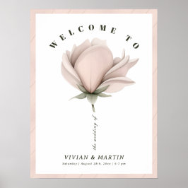 Póster Bienvenida a un Boda floral único y solitario