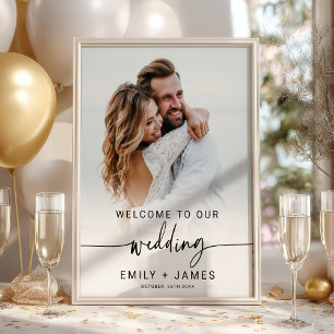 Póster Bienvenida a un Boda fotográfico elegante y modern