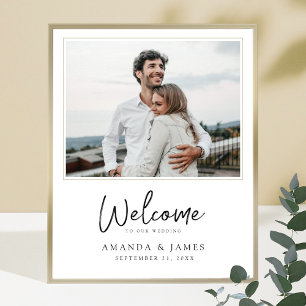Póster Bienvenida a un Boda moderno de fotografía con bor