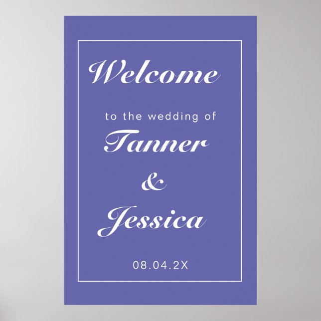 Póster Bienvenida a un Boda moderno y blanco (Frente)