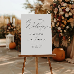 Póster Bienvenida a un Boda sencillo con escritura modern