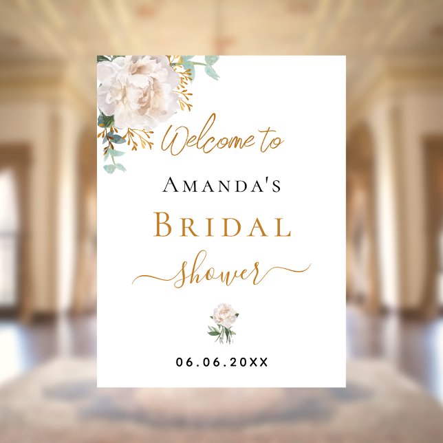 Póster Bienvenida a un eucalipto florido blanco Bridal Sh (Subido por el creador)