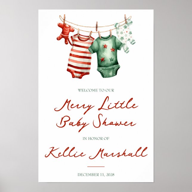 Póster Bienvenida A Un Pequeño Baby Shower, Ropa De Bebé (Frente)
