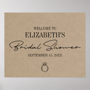 Póster Bienvenida a una ducha de novia con estilo moderno