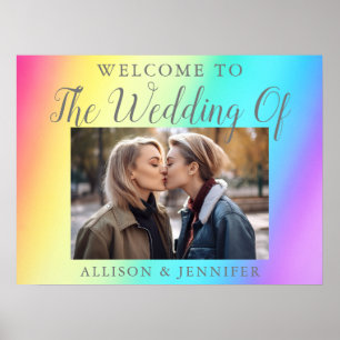 Póster Bienvenida a una pareja Boda arcoiris bonito
