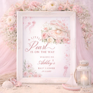 Póster Bienvenida a una pequeña niña perla Baño de bebé