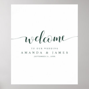 Póster Bienvenida a una simple boda de invierno Evergreen