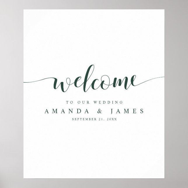 Póster Bienvenida a una simple boda de invierno Evergreen (Frente)