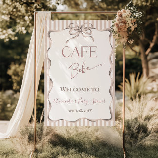 Póster Bienvenida a Vintage Bow Cafe Bebe Coffee Baby Sho