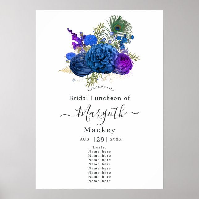 Póster Bienvenida a Vintage Floral Peacock (Frente)