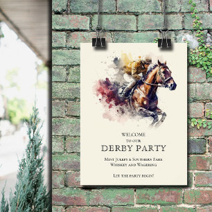 Póster Bienvenida a Watercolor Racehorse Derby