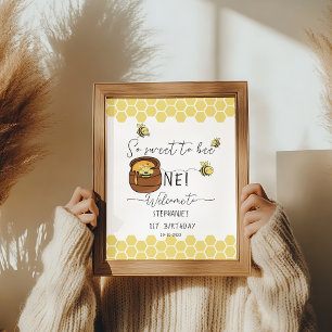 Póster Bienvenida al 1er cumpleaños de Bumblebee So Sweet