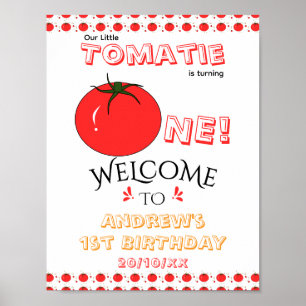 Póster Bienvenida al 1er cumpleaños de Tomate Adorable si